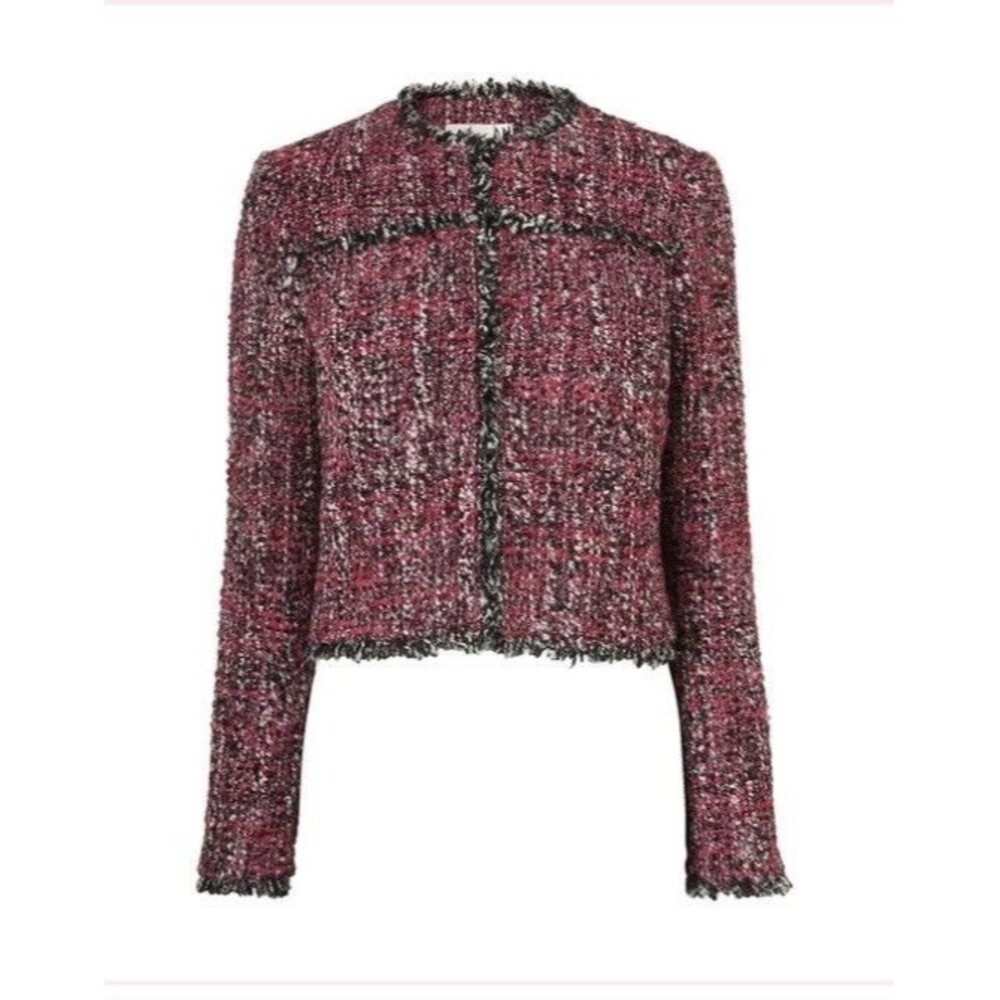 LK BENNETT Jacket Tweed Pink Tweed Lined Jacket Coat Sz 10 UK US 6